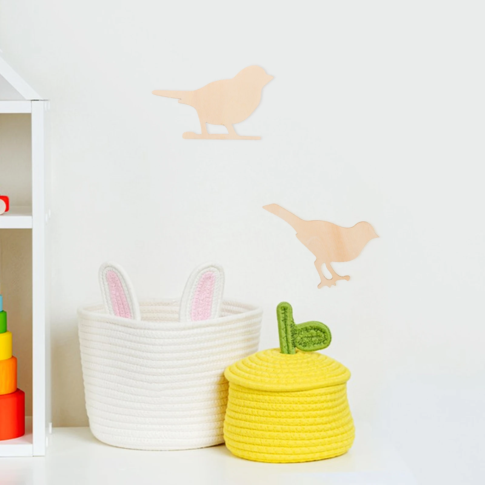 

2Pcs Wooden Wall Decor Children Room Office Home Decorate Bird Nests Nordic Figurine Animal Decor Statue