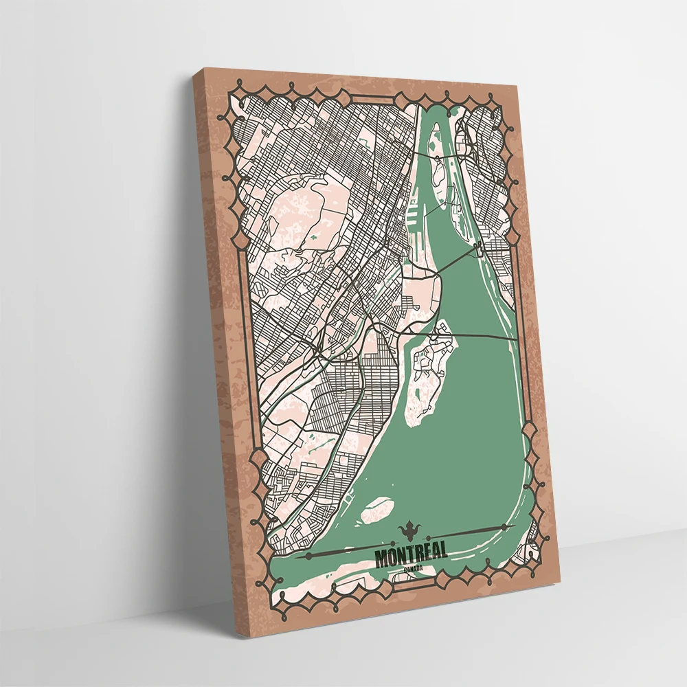 Montreal City Map Printing Poster Customizable Pictures Wall Art Canvas Painting for Interior Decoration Gaming Bathroom Decor