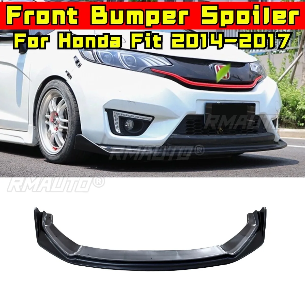 Car Front Bumper Lip Diffuser Spoiler Glossy Black Modification Part for Honda Fit 2014-2017 Bumper Protector Car Accessories