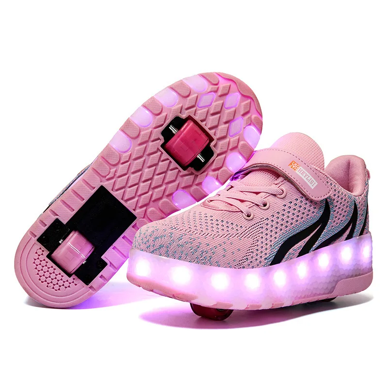 

Children's USB Charging Luminous Dual-Wheel Walking Shoes, Children's Shoes Luminous Shoes Outdoor roller skates kids sneakers