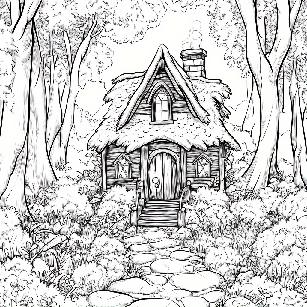 Kolorowanka dla dorosłych z motywem leśnego domku, 28 stron, redukująca stres. |   Książka do kolorowania dla relaksu i redukcji stresu na Walentynki