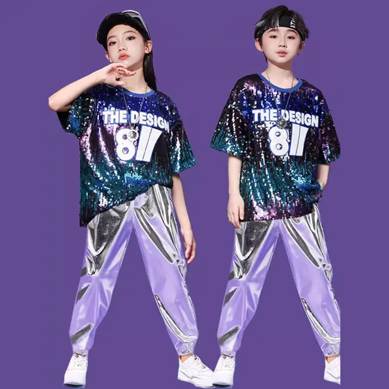 Children's Jazz hip-hop costumes studio model catwalk host fashion sequined suit Children's shelves drums Cheerleading costumes