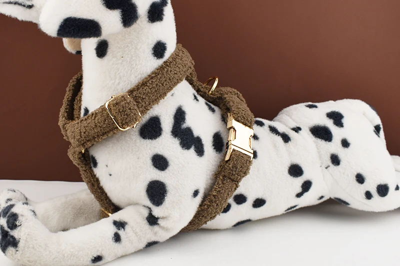 Teddy-Samt-Hundehalsband und Leinen-Set für kleine, mittelgroße und große Hunde, individuell graviertes Namensschild, Haustierzubehör, Hundeleine – Detail 5