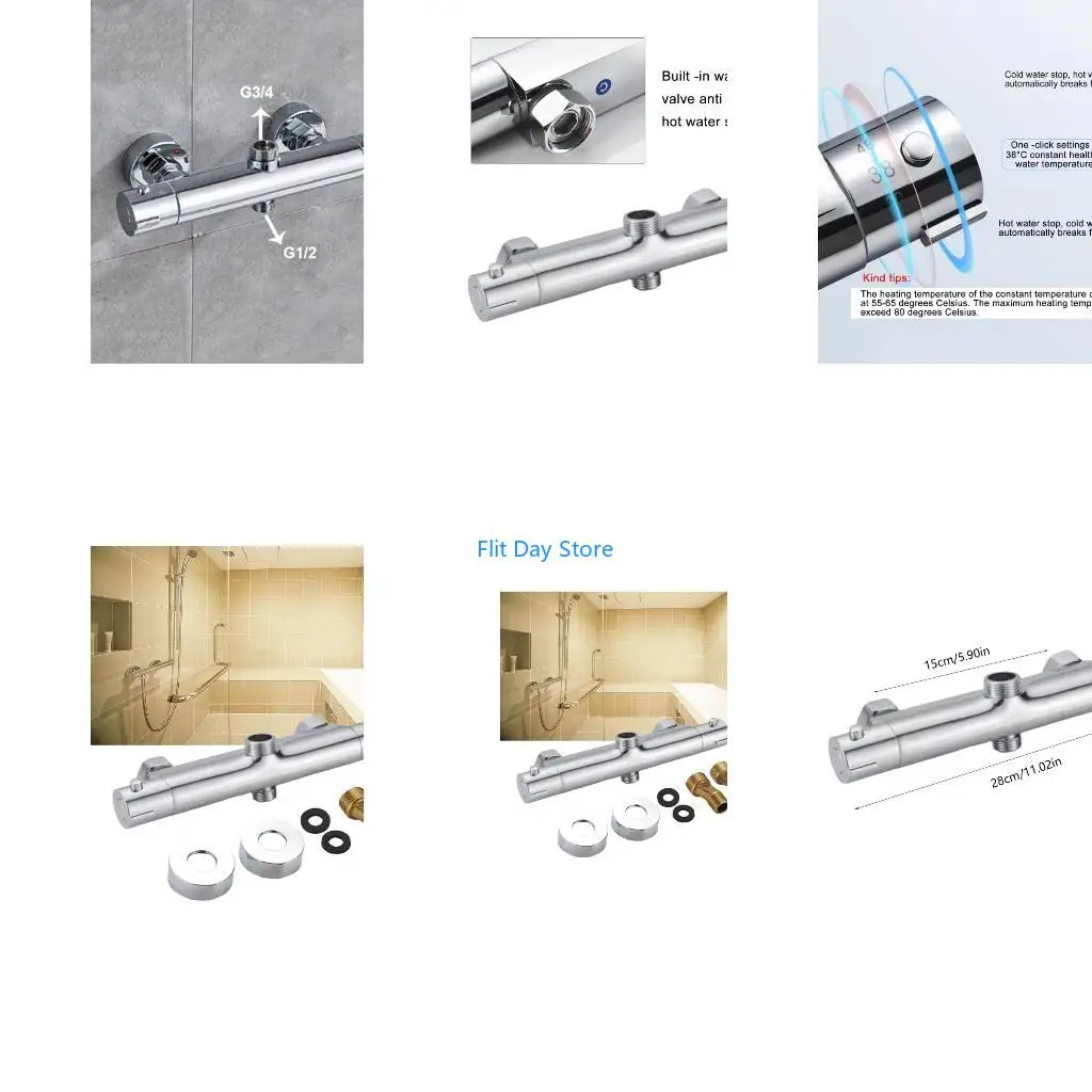 F92C Wall Mount Thermostatic Shower Valves with Quick Temperature Adjustment 28cm