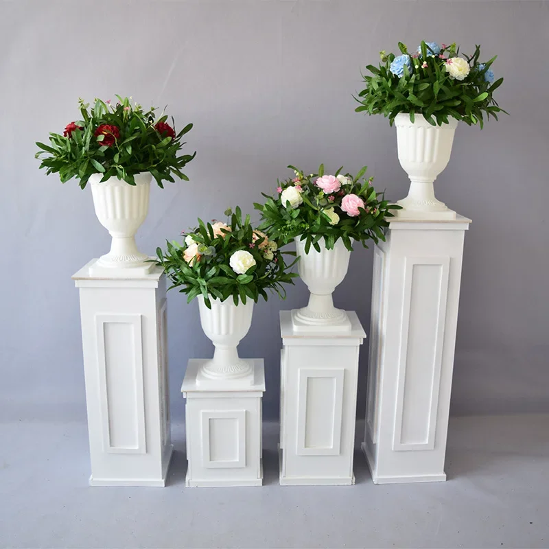 

-LDJ869 Decorative PVC Wedding Stage Props White Square Column Plinth Roman Pillars Column Molds For Sale