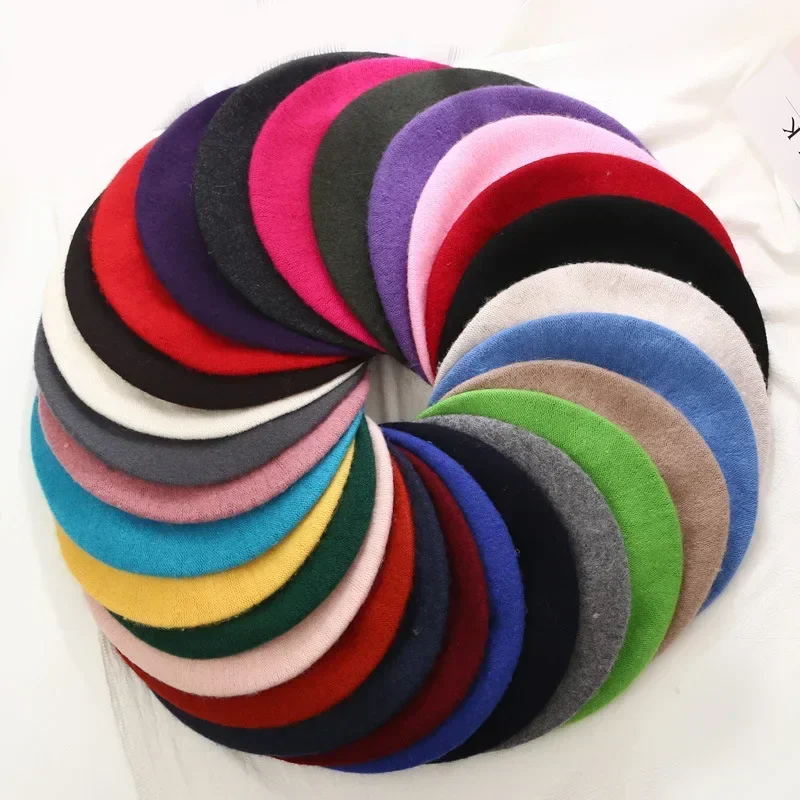 Boinas de lã monocromáticas para mulheres, estilo artista francês, gorro de inverno quente, boina lisa retrô, senhora elegante, bonés combinando,