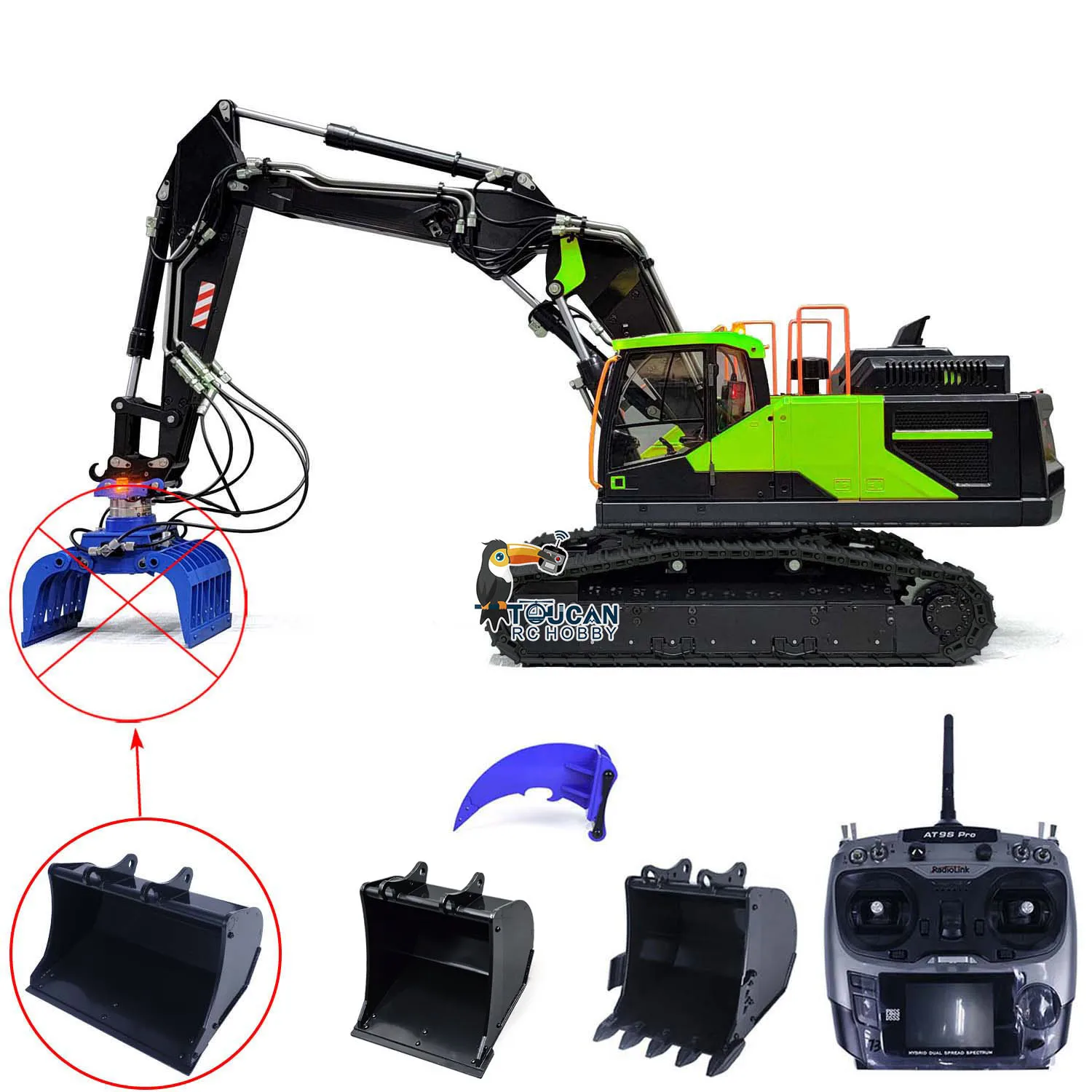 MTM 1/14 Metal EC380 RC Excavator Tracked Hydraulic Engineering Digger Vehicles Outdoors Toy Gift TH22516