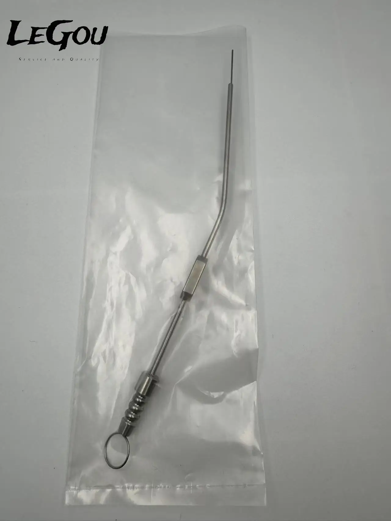 LeGou Professional Ear Suction Tube 3.0*70 Curve Square Handle ENT Instruments