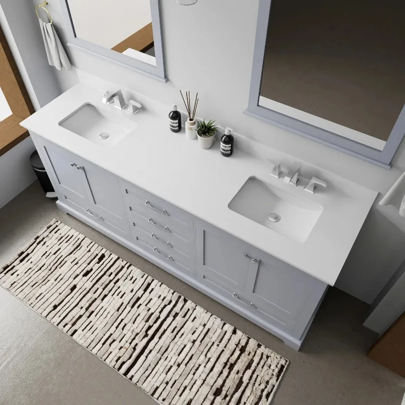 Bathroom Vanity Set Double Oak With Cultured Marble Top And Faucet Included Big Space Bathroom Cabinet Furniture
