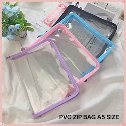 A5 PVC Zip Pocket Bag File Folder Storage Bag Transparent Folder Organizer A5 Office School Desk Organizer