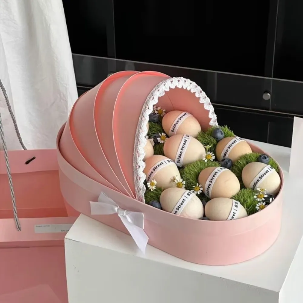 Blue Pink White Baby Shower Gift Box Fresh Flower Multi-Functional Fresh Flower Arrangement Box Moon Cake Moon Cake Basket