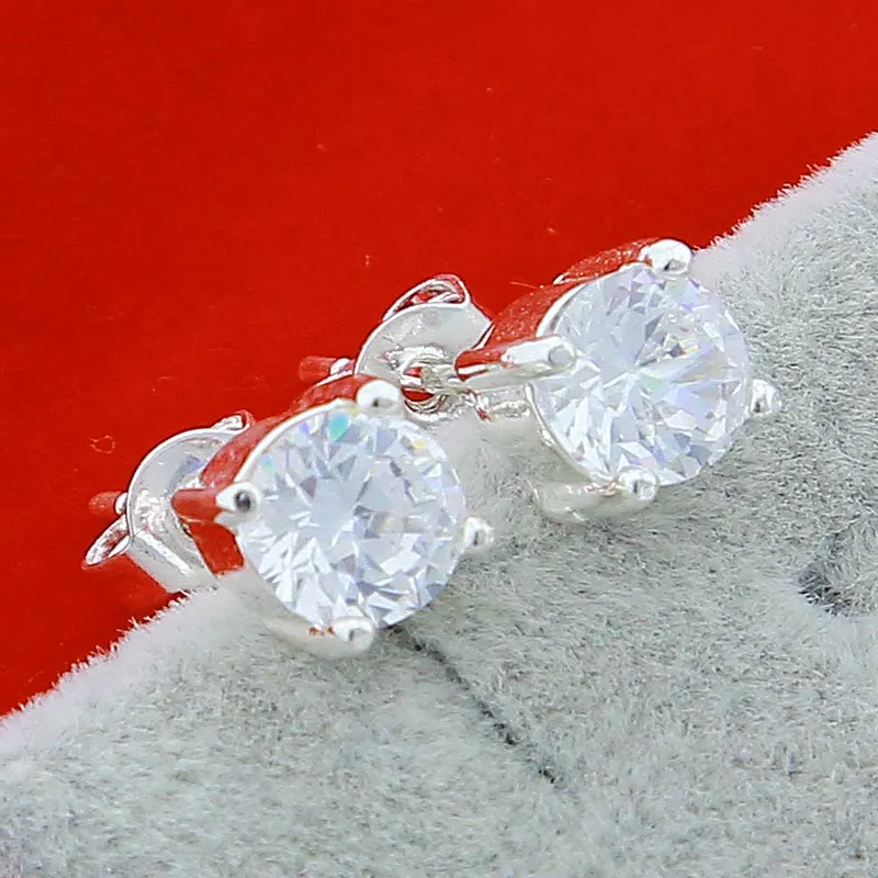

925 Sterling Silver Square AAA Zircon Stud Earring For Women Fashion Charm Wedding Engagement Party Jewelry
