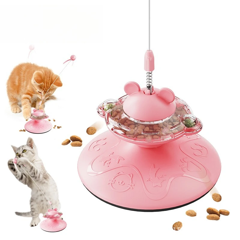 Cat Toys Interactive Game Cat Happy Intelligence Training Food Feeder Dispenser Toys Fun Cat Stick and Ball Pet Supplies