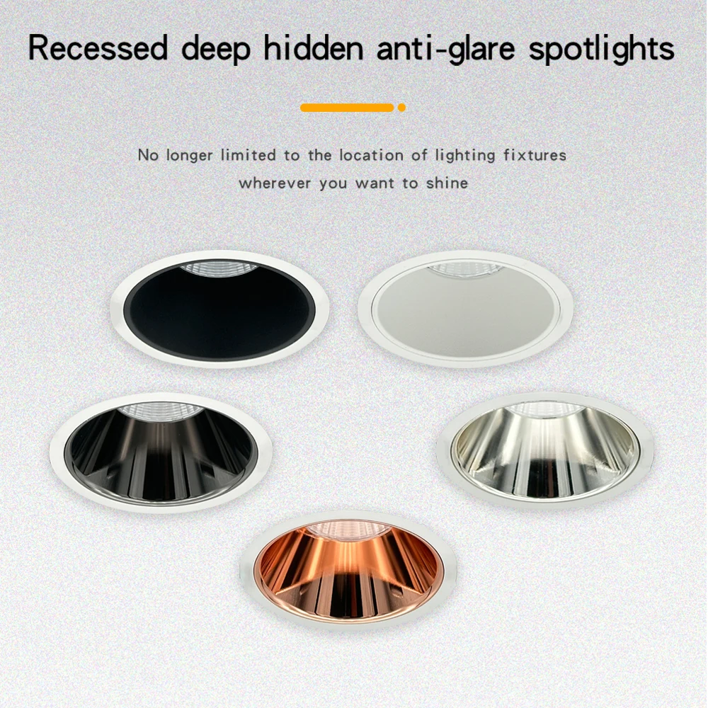 Dimmable Led Spotlight Recessed Ceiling Lamp Aluminum Led COB Light 5W7W9W12W15W18W AC110V 220V Downlight Home Office Store