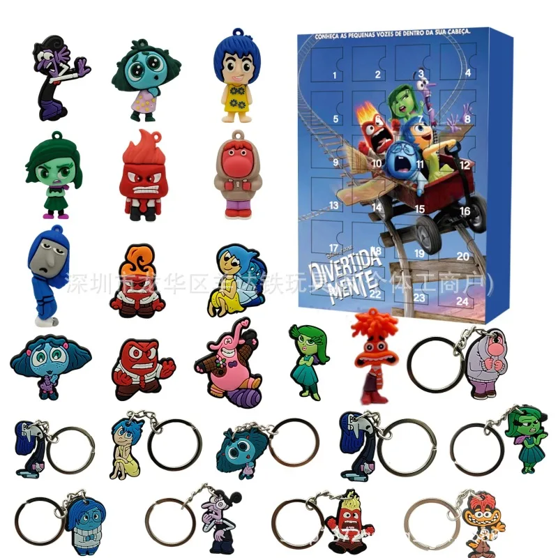 24Pcs Disney Inside Out 2 Świąteczne puzzle Świąteczny kalendarz adwentowy dla dzieci Zabawki Dekoracja Zabawki Kawaii Prezent Figurki anime Dziecko