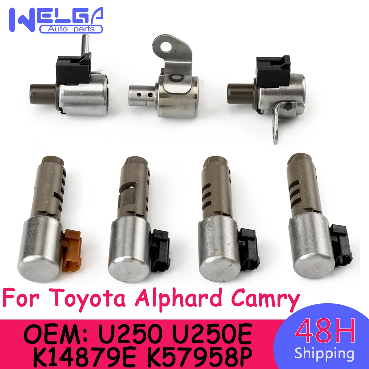 OEM# U250 U250E K14879E K57958P 7x Transmission Solenoids Valve Kit 5 Speed For Toyota Alphard Camry RAV4 Highlander For Lexus