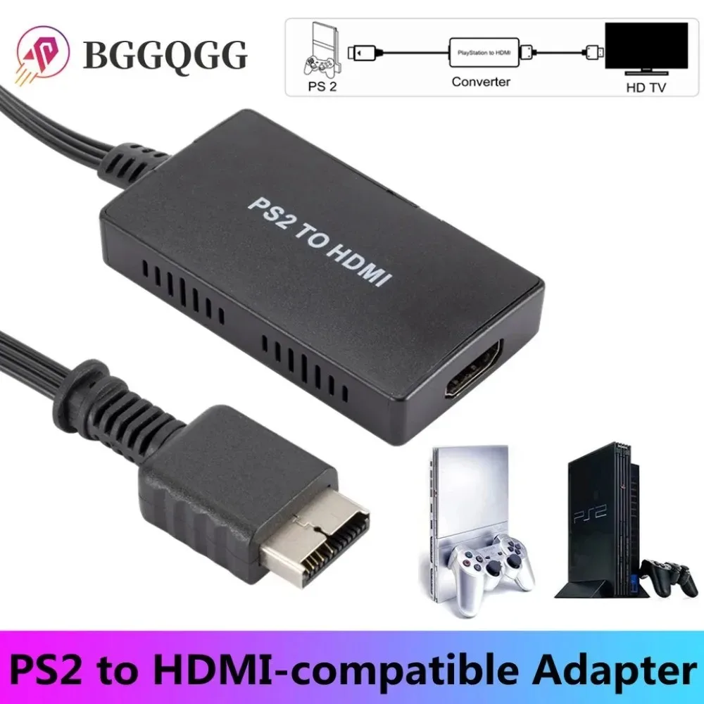 

BGGQGG PS2 to HDMI-compatible Adapter Cable For PS2 to HDMI-compatible Converter, Works for PS2 High Defination Link Cable