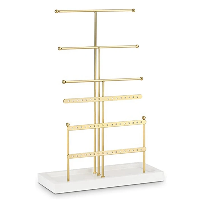 Jewelry Organizer Tabletop Jewelry Holder 6Tier Jewelry Tree Display Stand With Tray,For Earring Necklace Bracelet