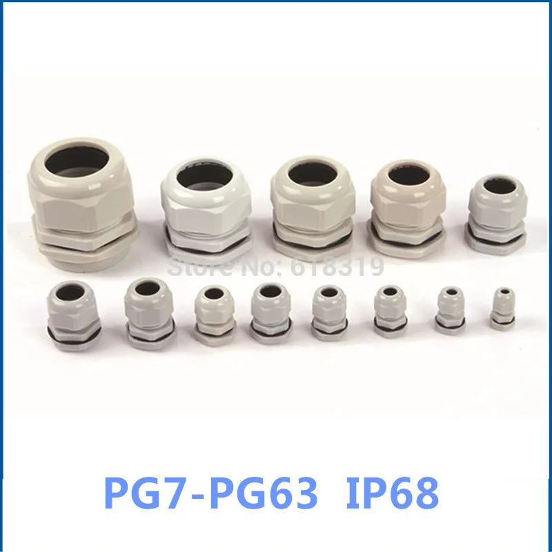 

200pcs/lot Wholesale High Quality PG7-PG16 Cable Gland IP68 Waterproof Connector Diameter 3-6.5mm Nylon Plastic Wire Glands