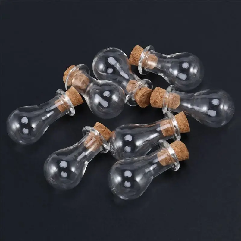 B62B-150 Pieces Small Mini Glass Jars Bottles With Cork Stoppers 5 Shapes Tiny Wishing Drifting Bottle Crafts DIY Projects