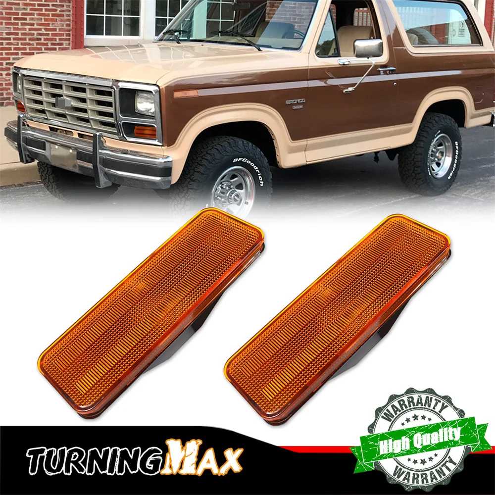 Carcasas para Luces Intermitentes de Parachoques Delantero para Ford F150 F250 F350 Bronco 1980 1981 1982 1983 1984 1985 1986 Sin Bombilla/Portalámparas