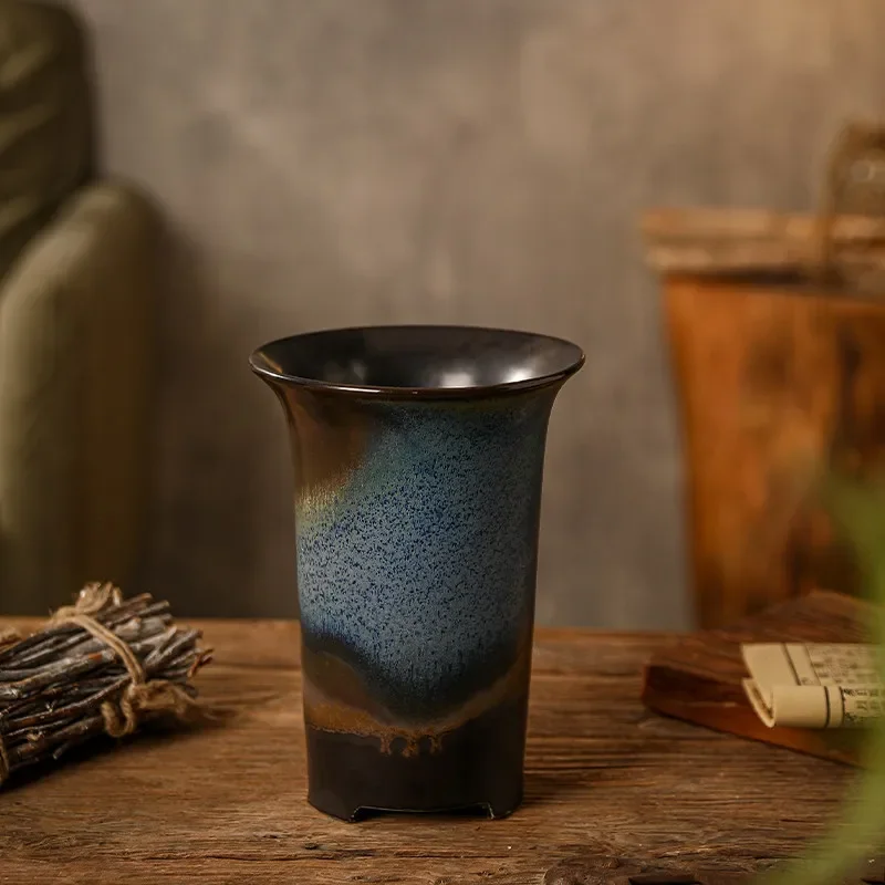 Jingdezhen Ceramic Flower Pot Household Zen Countertop Ornament Vase for Orchid Green Plant Potted Flower Arrangement
