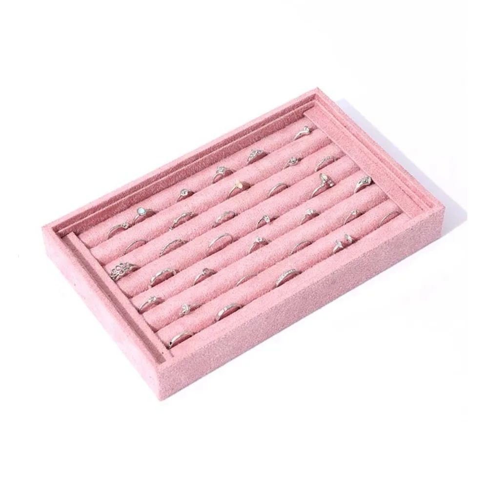 Elegant Ring Earrings Organizer Jewelry Box Large-Capacity Ear Studs Jewelry Display Stand Decoration Velvet Suede