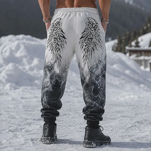 New Arrivals Gothic Angel Wings Smoke Print Unisex Jogger Sweatpants Loose Cuffed Trousers for Goth Street Hip‑Hop Daily Wear