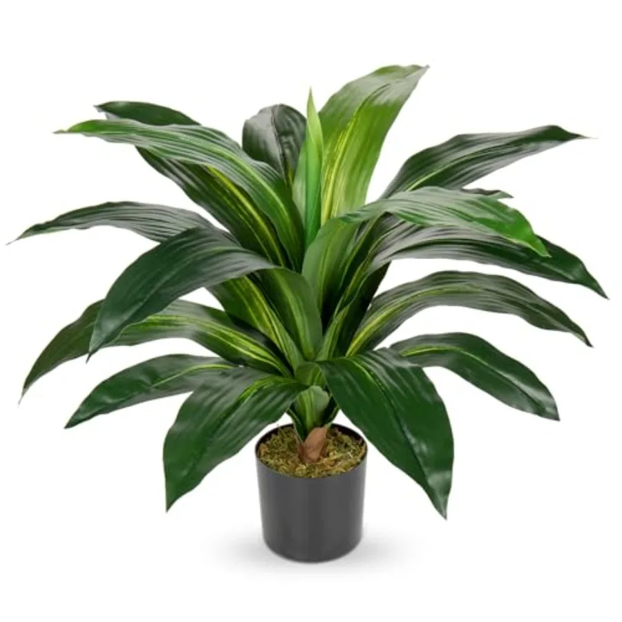 

Искусственные растения Дракеяна, большие, 22 дюйма высотой, напольные, имитация юкка, в горшке, тропические шелковые растения для дома