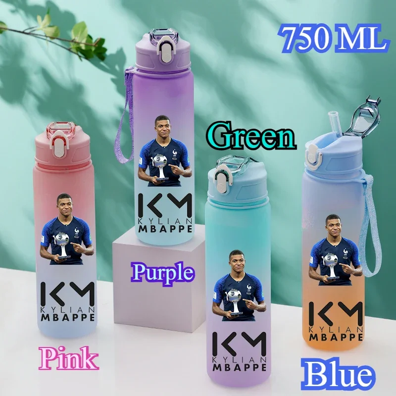750ml Football Star Straw Water Cup Ronaldo Messi Mbappe Large Capacity Sports Flip Cover Drinking Bottle Fans Support Items view 6