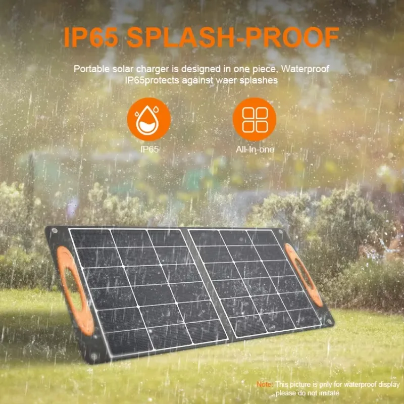 100W Solar Panel for E-Bikes Foldable with USB-C Plug Charger for Outdoor Cycling Adventure Hiking and Backpacking