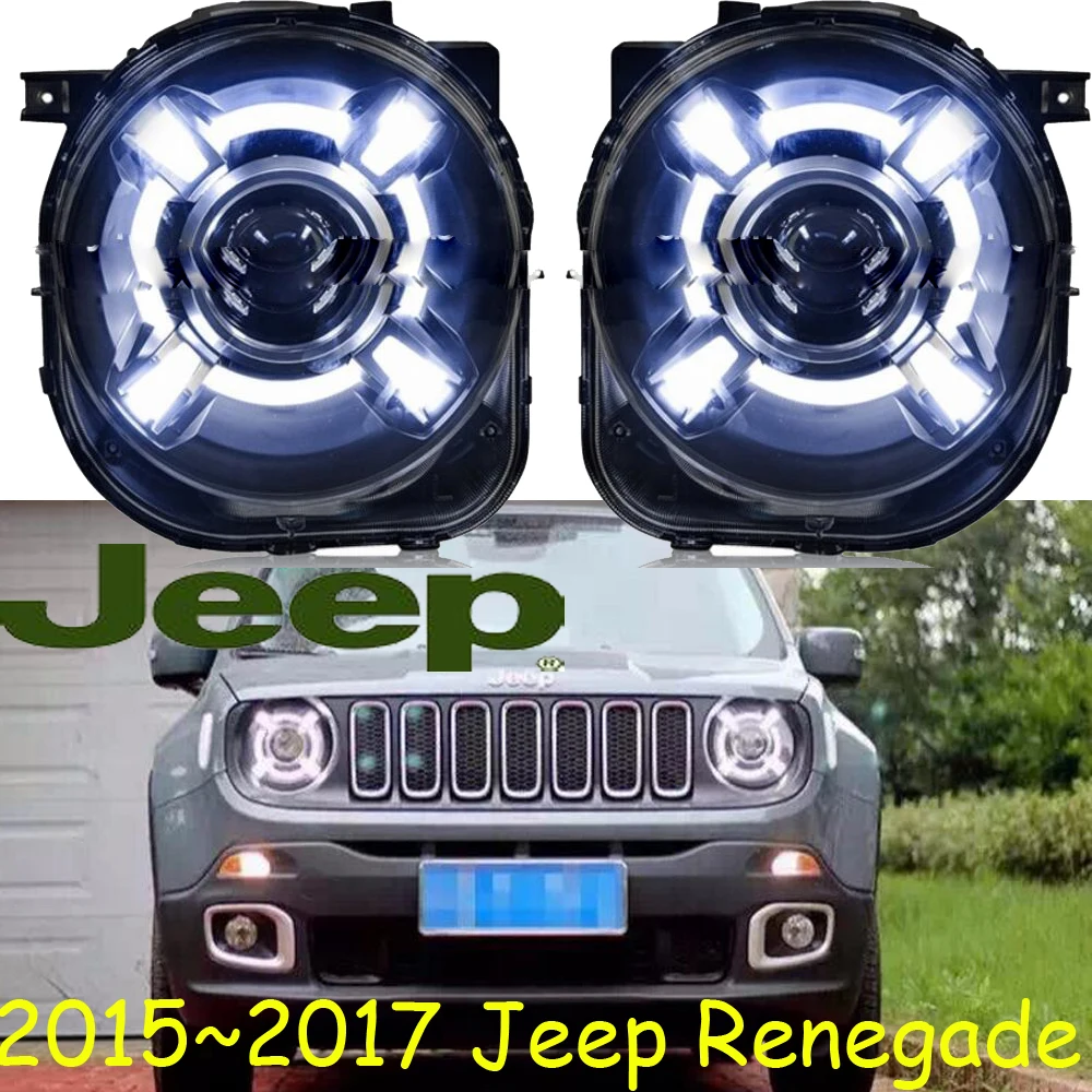 car-styling!Renegade headlight,2015~2017,Free ship!chrome,Renegade fog light,chrome,LED,2ps+2pcs Aozoom Ballast,Compass,Patriot