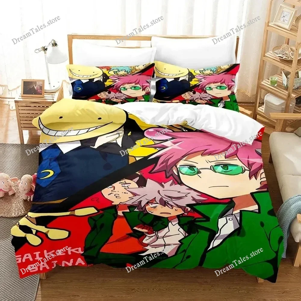 

Disastrous Life of Saiki K Bedding Set Cartoon Anime Set Adult Kid Bedroom Duvet Cover Sets 3D Print Kawaii Anime Luxury Gift