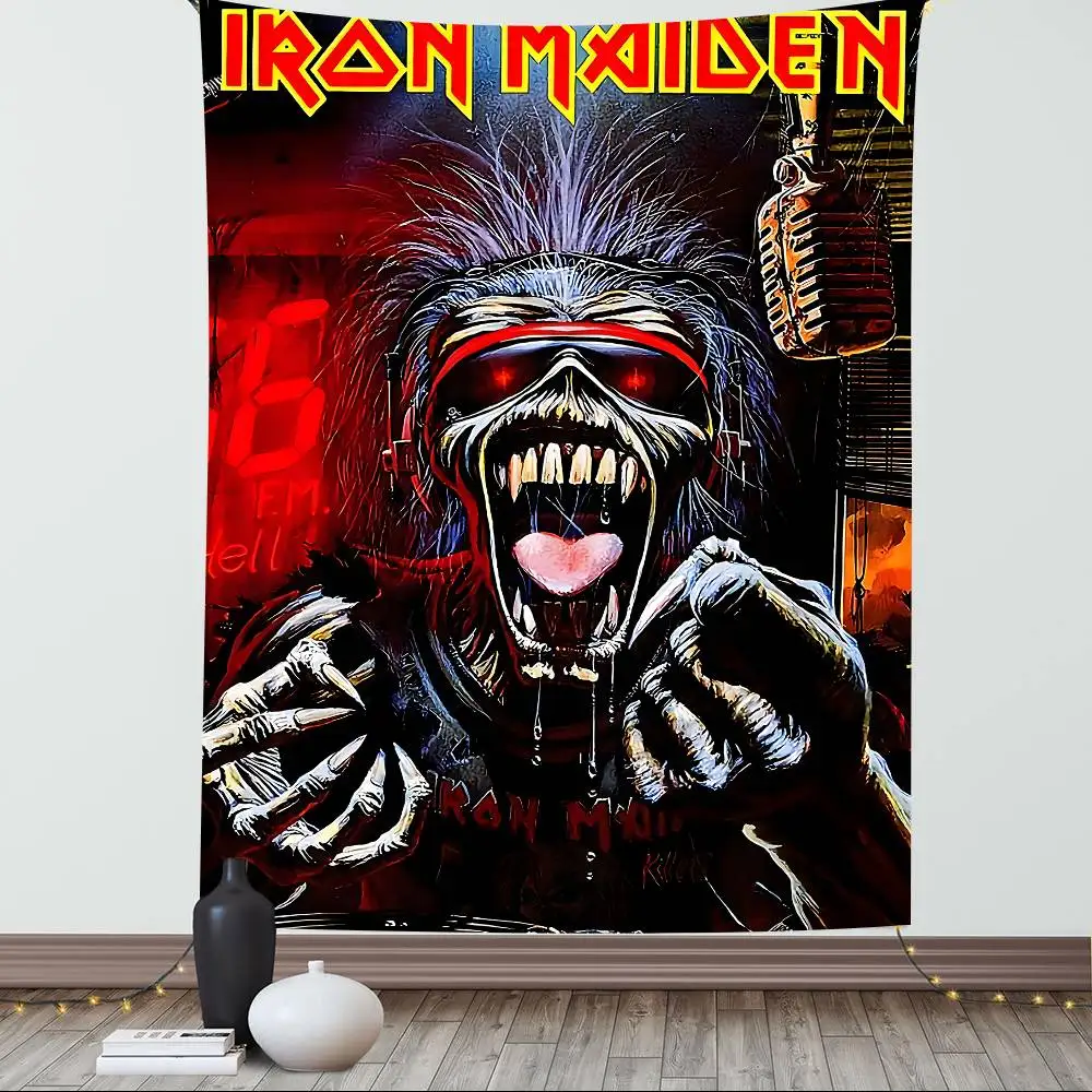 I-Iron Band M-Maiden Theme พื้นหลังผ้า Happy Birthday Party Baby Shower อุปกรณ์ตกแต่งแบนเนอร์การถ่ายภาพ Props