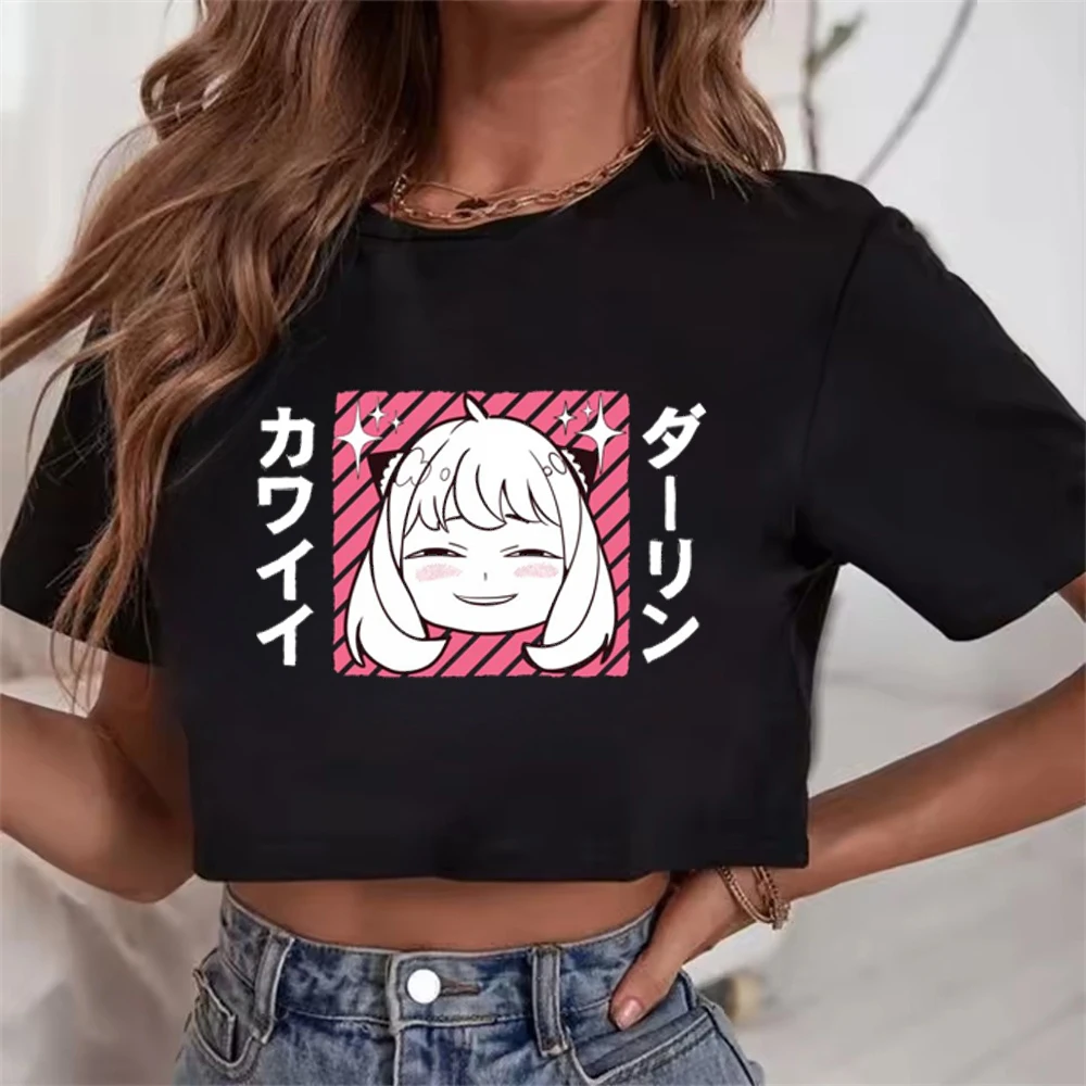 Spy x Family crop top girl y2k manga kawaii funny alternative  top tees jojifuku funny scene