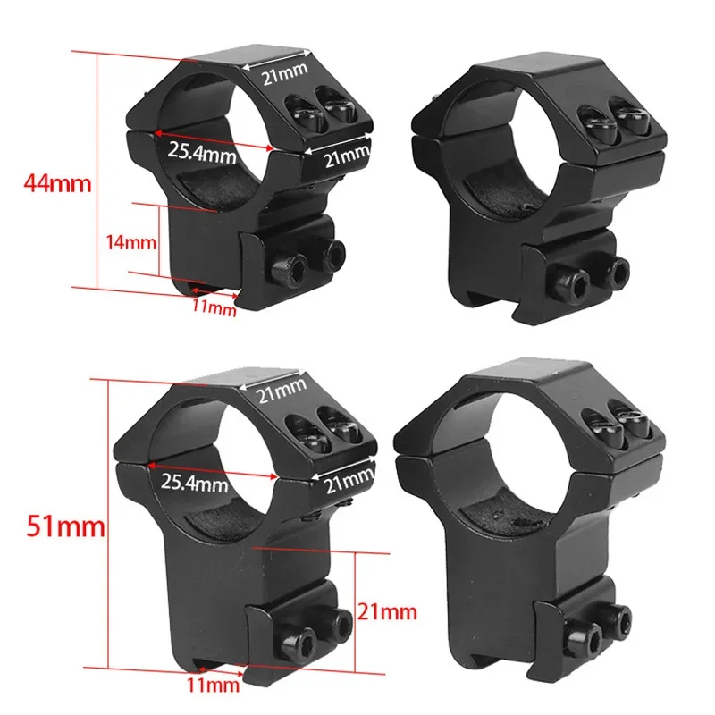 소총 망원경용 스코프 마운트, 전술 손전등, 피카티니 레일 마운트, 사냥 액세서리, 직경 25.4mm, 30mm, 11mm, 20mm, 4 개