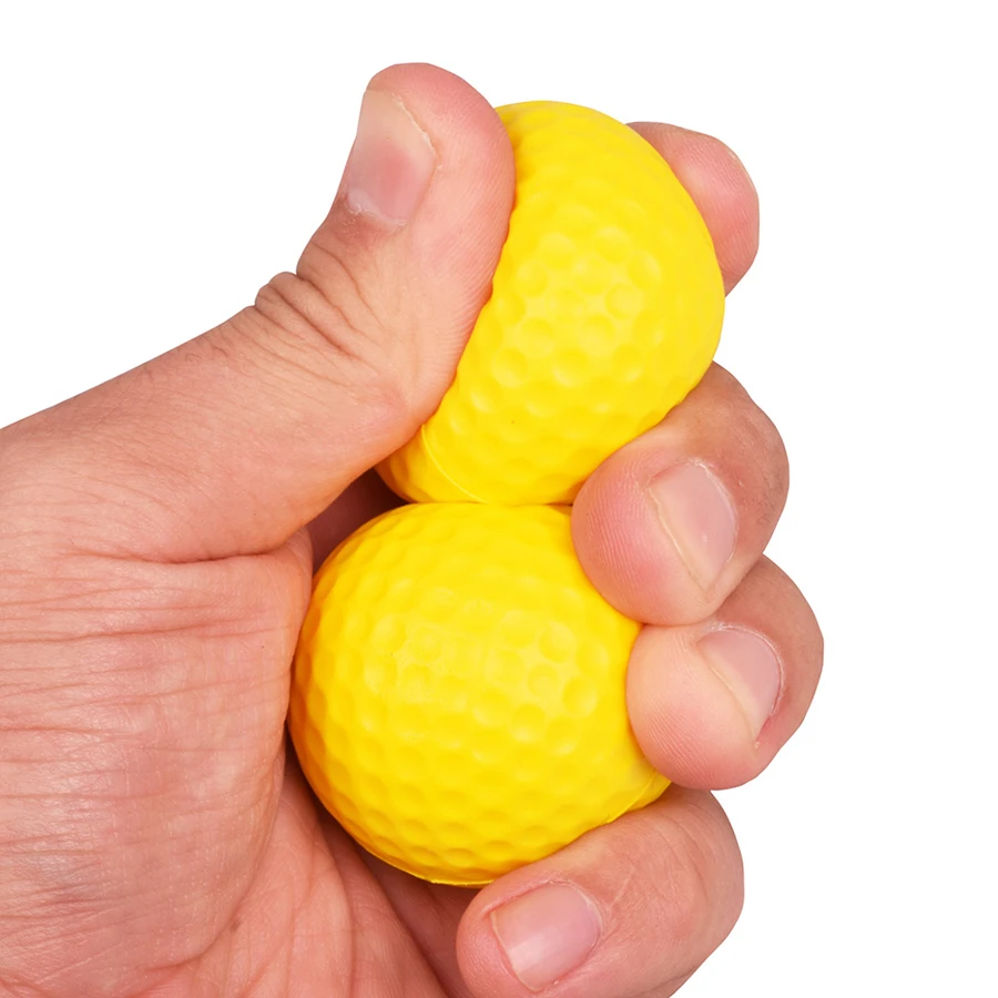 6pcs 4cm Yellow PU Soft Golf Ball Adult Stress Relief Kneading Toys Indoor Golf Practice Accessories Creative Release Toys Gifts