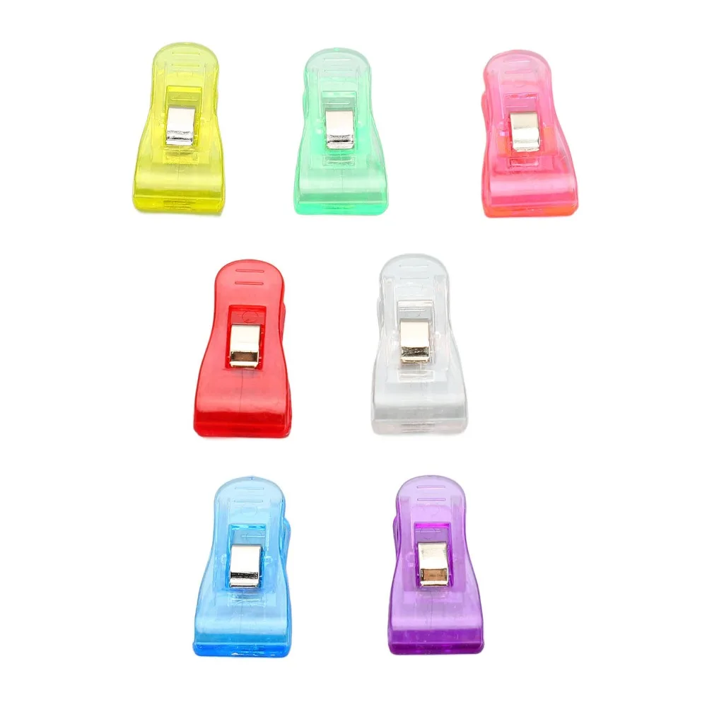 

100 Pcs Plastic Plastic Clip Transparent Colorful Multi-Purpose Colorful Transparent Plastic Clip Portable 3.6*1.8cm