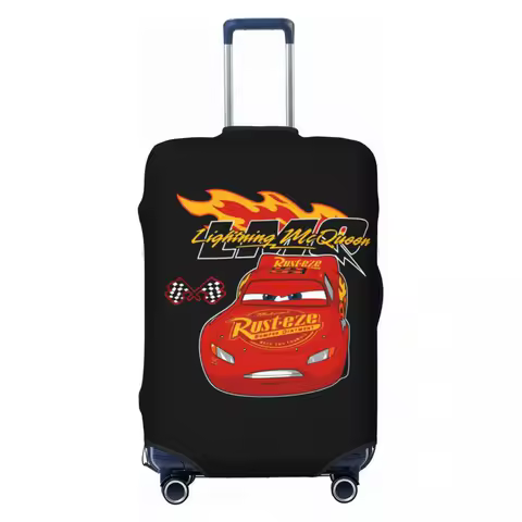 Custom Retro Lightning McQueen Car Luggage Cover Protector Funny Cartoon Travel Suitcase Covers for 18-32 Inch
