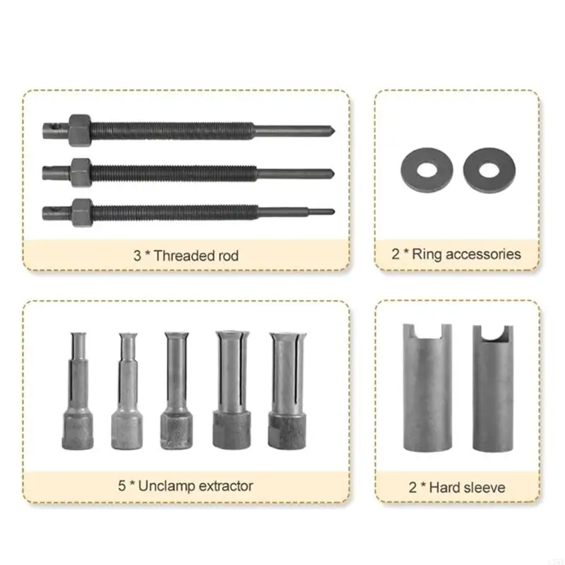 Penarik bantalan sepeda motor U75E, 12pcs alat pelepasan bantalan internal dari 0,35 inci (9mm) hingga 0,91 inci (23mm)