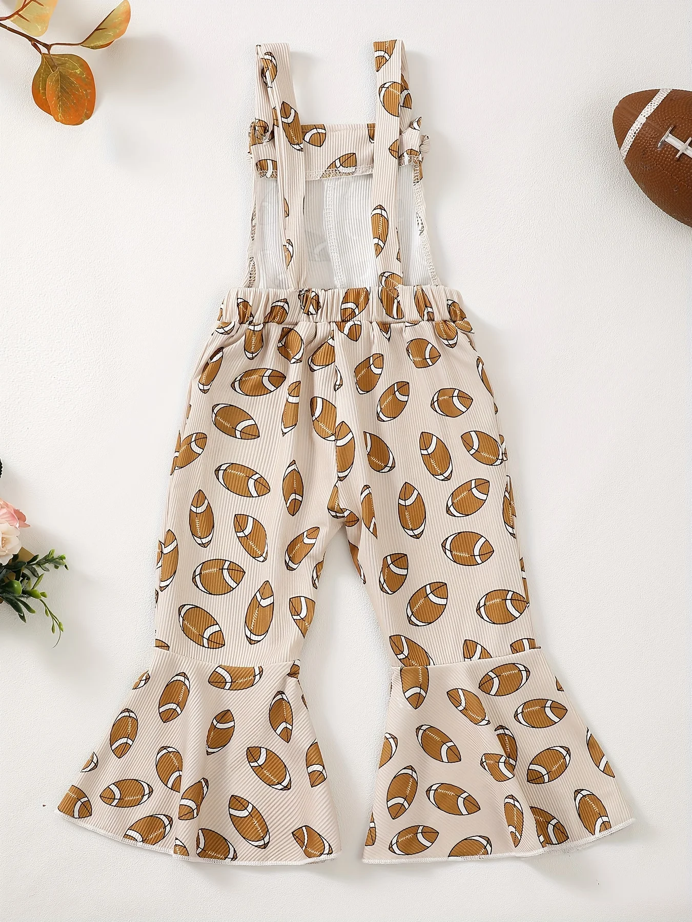 Baby Girls Rugby Pattern Printed Bib Overalls Long Pants Children's Clothing Infant Outfit with Rugby Theme
