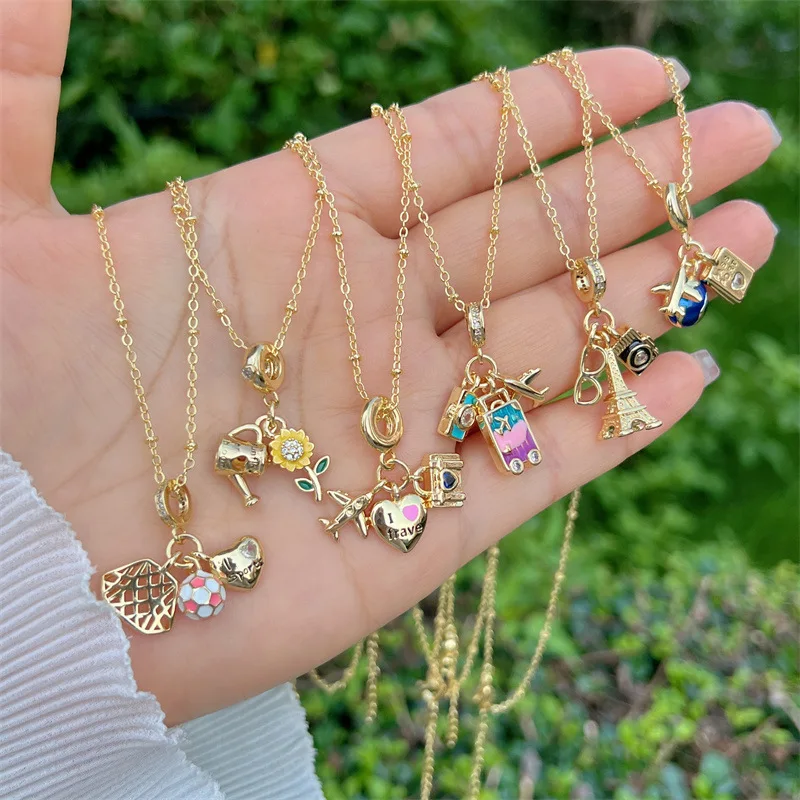 عين الشر النحاس الزركون لون الذهب سلسلة ربط جميلة قلادة ، قلادة طائرة القلب ، الأزياء والمجوهرات للنساء والفتيات والرجال