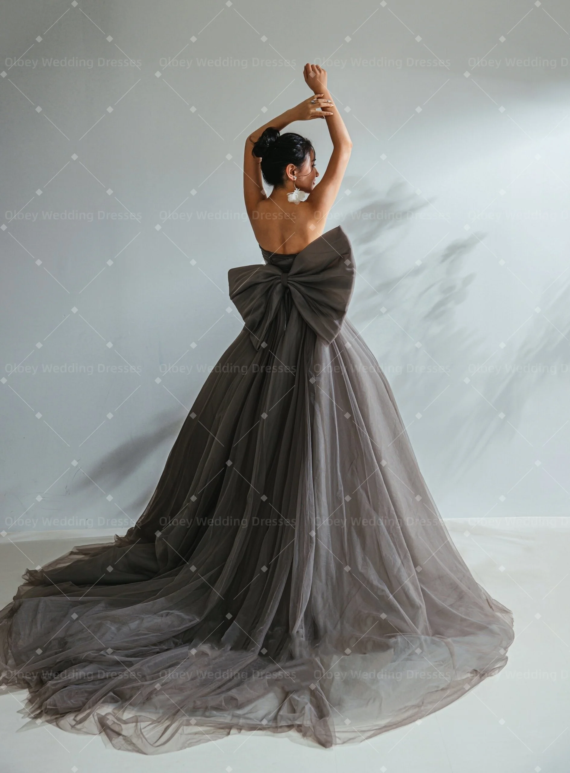 Oloey Customized 2027 Prom Dress Strapless Ruched Bodice Tulle Ball Gown Evening Dress Photo Shoot Party Wear