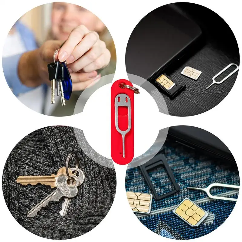 Anti-Lost Sim Card Eject Pin Needle SIM Card Removal Pin Creative Keychain Sim Card Needle Opener Detachable Keychain