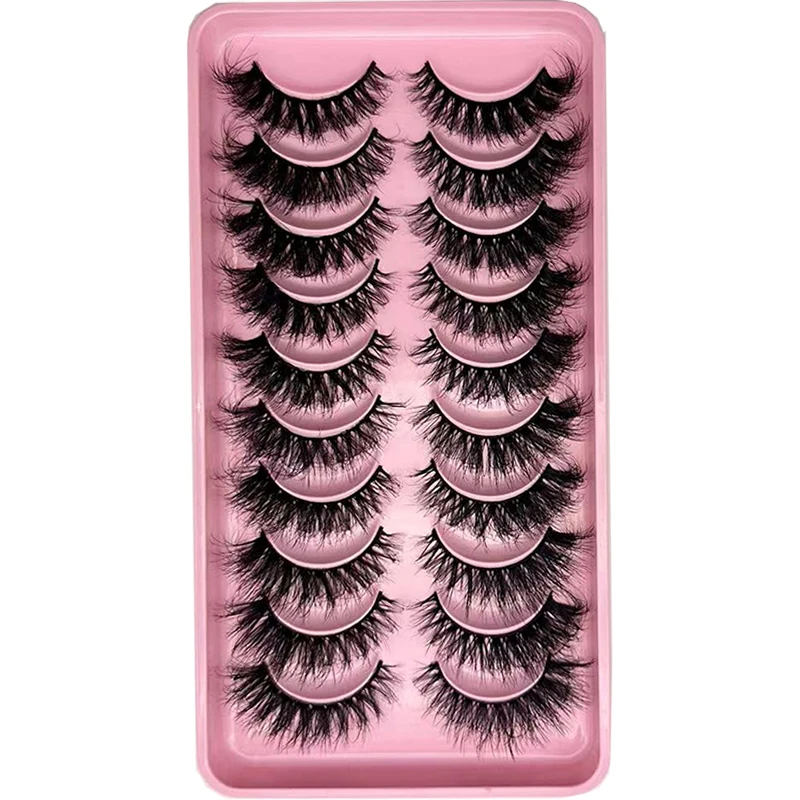 10ペアのつけまつげ 8D 超厚ふわふわまつげ キャットアイ効果 ふわふわで鮮やかなアイライナー用のエクステンデッドメイクアップ