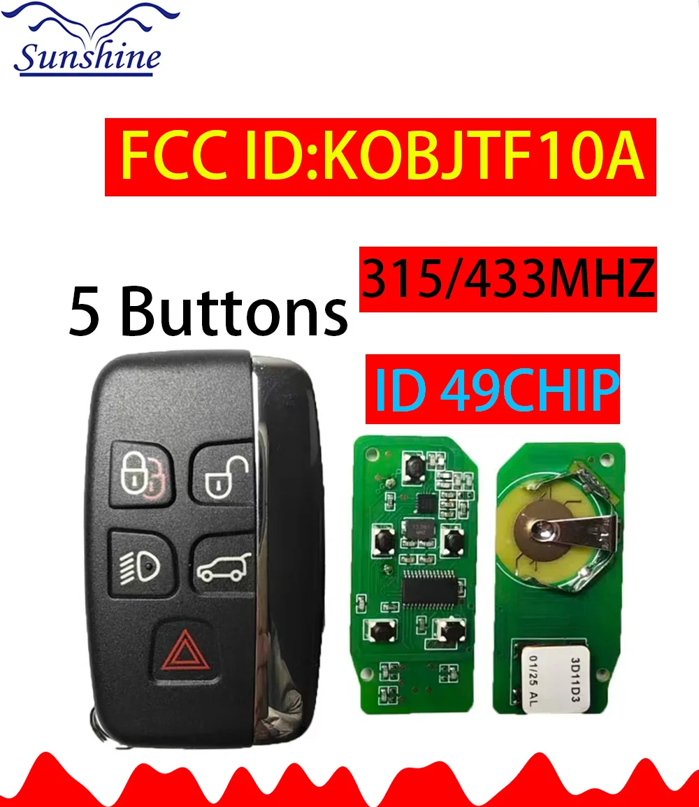 KOBJTF10A Car Remote Key/PCB Board For Land Rover Freelander Discovery 4 Range Rover Sport Evoque ID49 PCF7953 Chip 315/433MHz