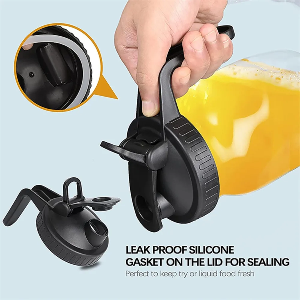 

Canning Supplies Plastic Jar Lids With Handle Pour Hole Airtight Wide Mouth Mason Jar Lids Flip Cap Canning Lids Sealing