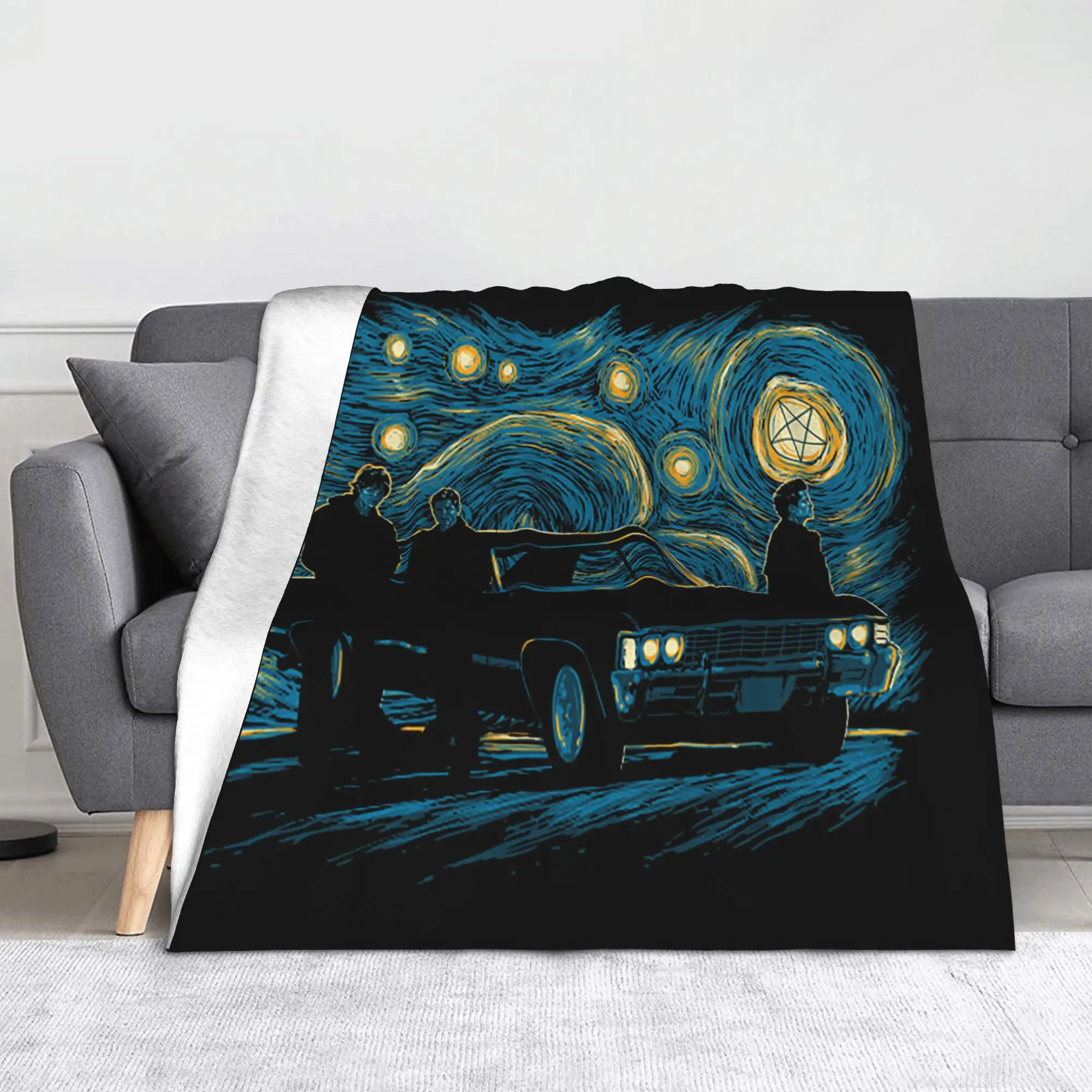 Supernatural Night Blankets Flannel The Starry Night Dean Sam Winchester Castiel Throw Blankets for Bedroom Sofa Bedroom Quilt