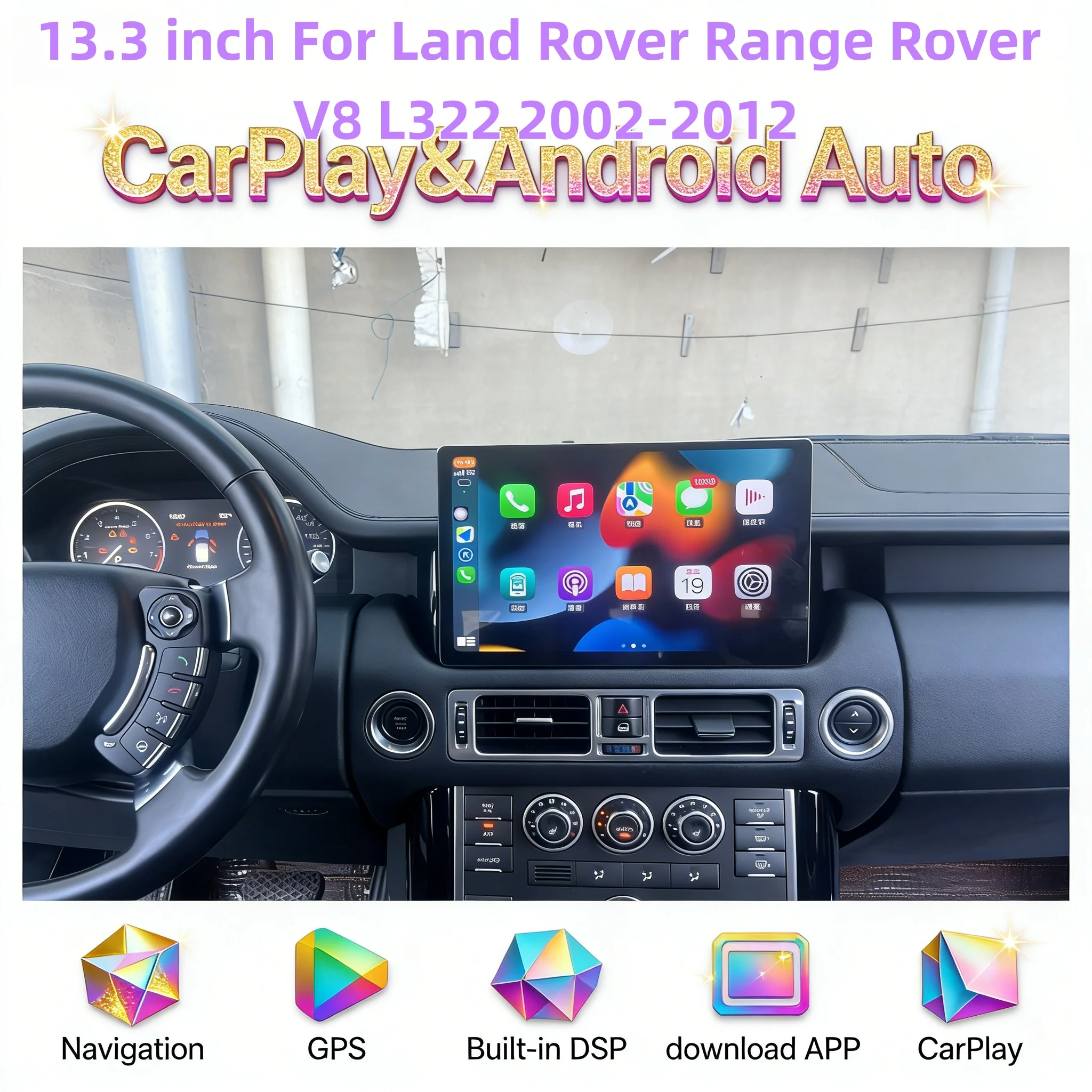 13.3 Inch Android Wireless Carplay BT 5.0 For Land Rover Range Rover V8 L322 2002-2012 Multimedia Player Navigation Head Unit 4G