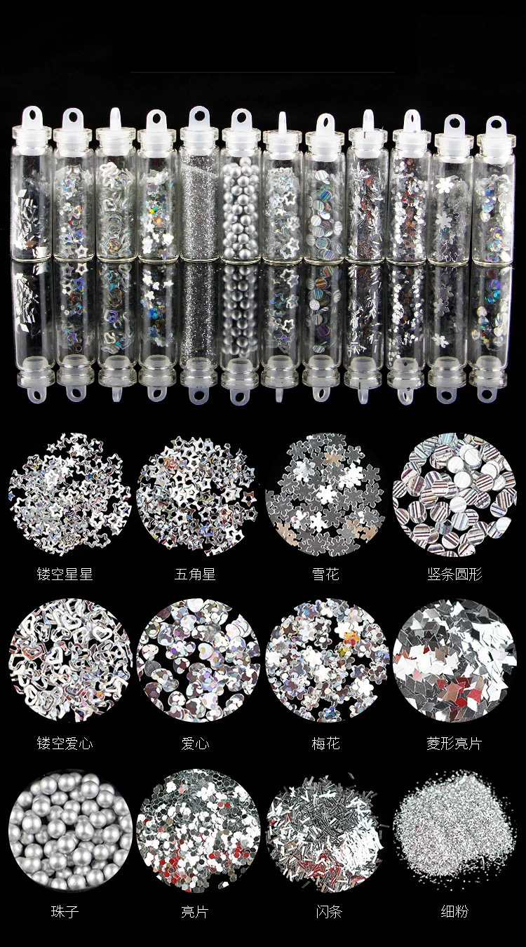 12pcs Mini Glass Vials with Cork Stoppers - Same Color Set for Nail Art, DIY Jewelry, Craft Decor - Assorted Sizes 5-15mm